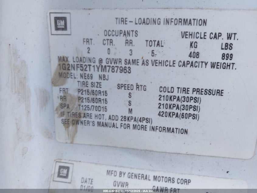 1G2NF52T1YM787963 2000 PONTIAC GRAND AM photo no. 9