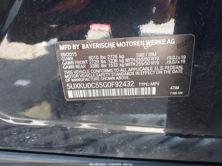 2016 BMW X6 SDRIVE35I 5UXKU0C55G0F92432