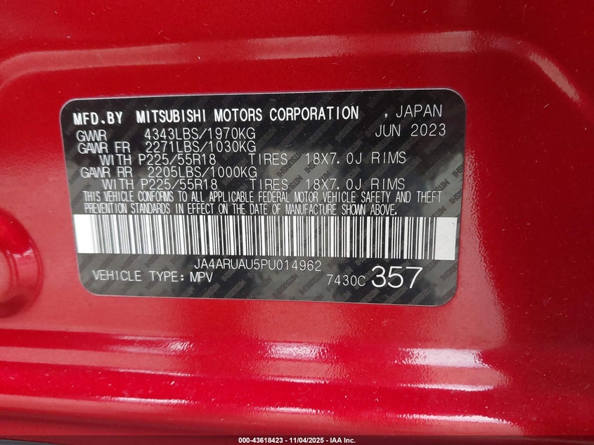 2023 MITSUBISHI OUTLANDER SPORT 2.0 SE AWC - JA4ARUAU5PU014962