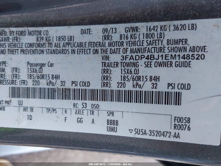 2014 FORD FIESTA SE - 3FADP4BJ1EM148520