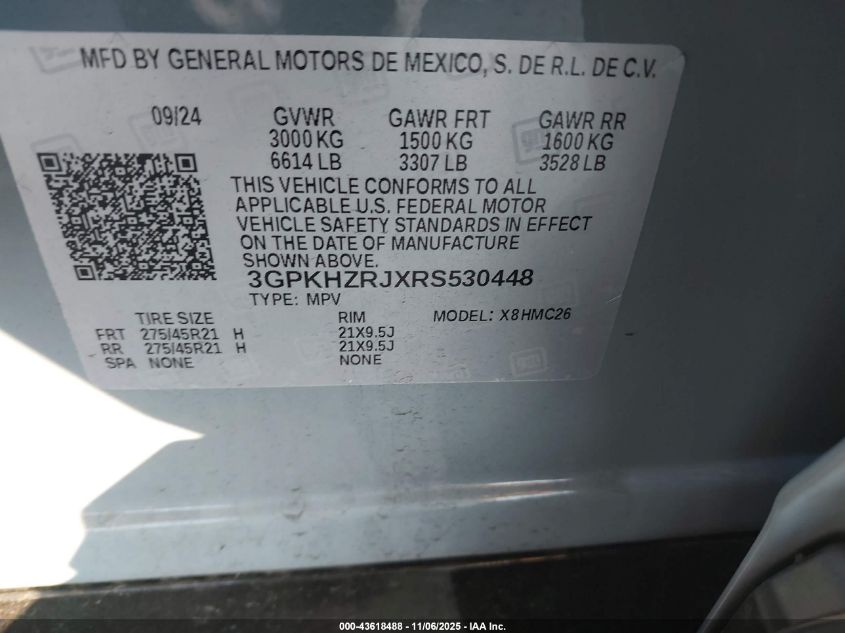 2024 Honda Prologue Elite VIN: 3GPKHZRJXRS530448 Lot: 43618488