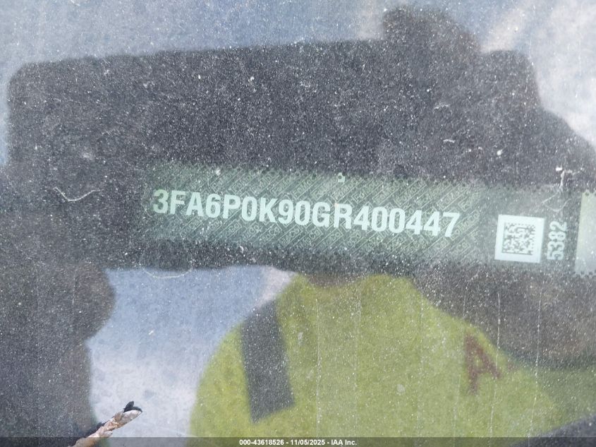 2016 Ford Fusion Titanium VIN: 3FA6P0K90GR400447 Lot: 43618526