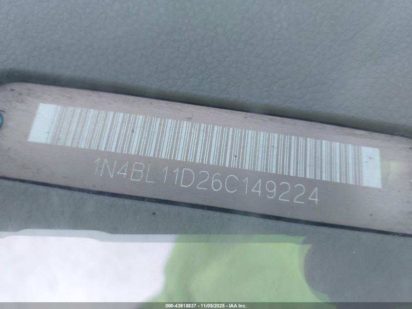 2006 Nissan Altima 3.5 Sl VIN: 1N4BL11D26C149224 Lot: 43618837