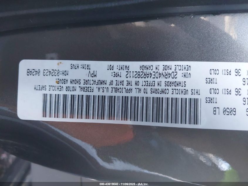 2010 Dodge Grand Caravan Se VIN: 2D4RN4DE4AR282112 Lot: 43619040