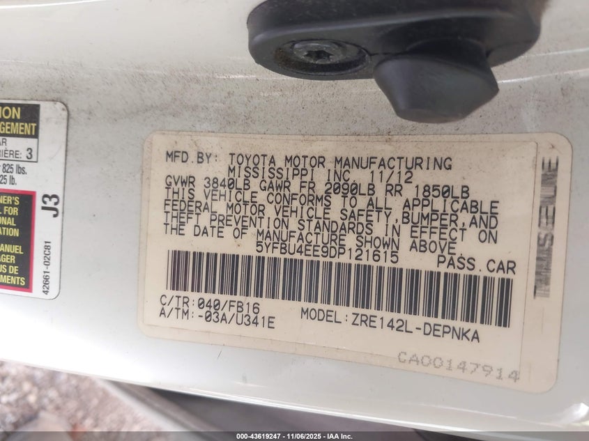 2013 TOYOTA COROLLA LE - 5YFBU4EE9DP121615