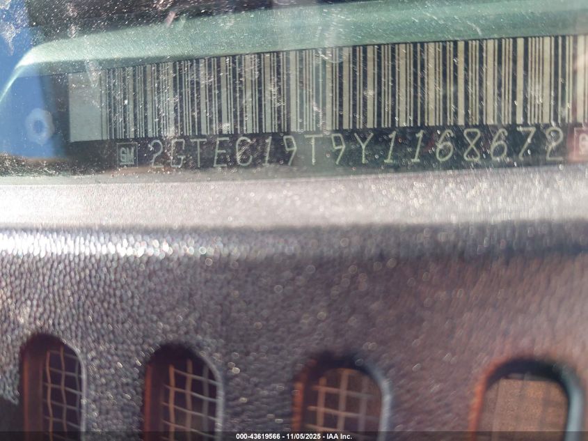 2000 GMC Sierra 1500 Sl VIN: 2GTEC19T9Y1168672 Lot: 43619566