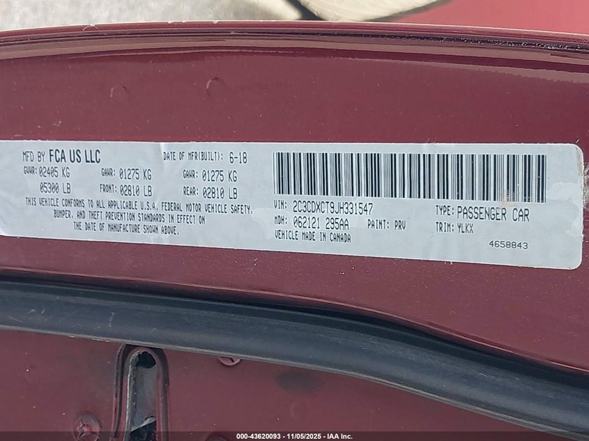 2C3CDXCT9JH331547 2018 DODGE CHARGER photo no. 9