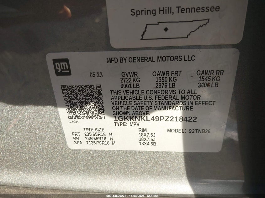 2023 GMC ACADIA FWD SLE - 1GKKNKL49PZ218422