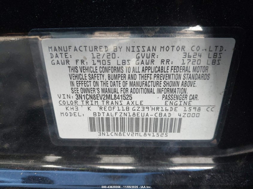 2021 NISSAN VERSA SV XTRONIC CVT - 3N1CN8EV2ML841525
