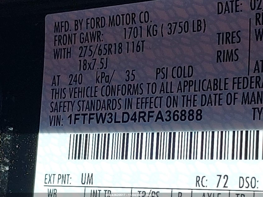 2024 FORD F-150 XLT 1FTFW3LD4RFA36888