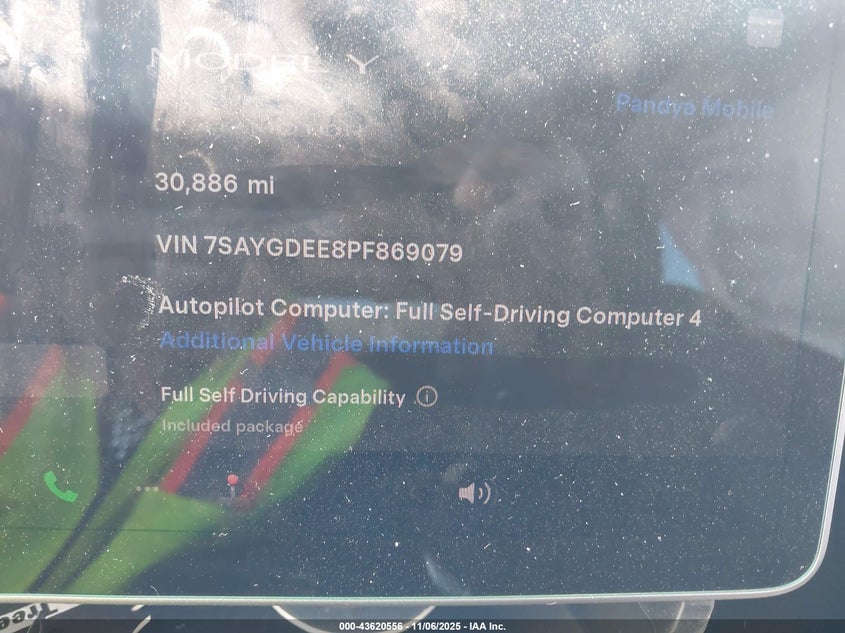 2023 Tesla Model Y Awd/Long Range Dual Motor All-Wheel Drive VIN: 7SAYGDEE8PF869079 Lot: 43620556