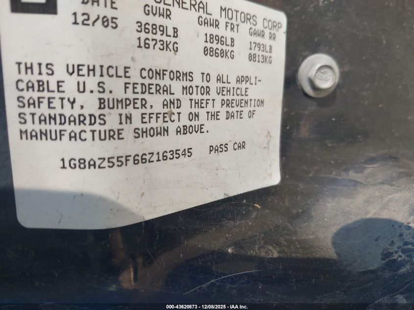 2006 Saturn Ion 2 VIN: 1G8AZ55F66Z163545 Lot: 43620873