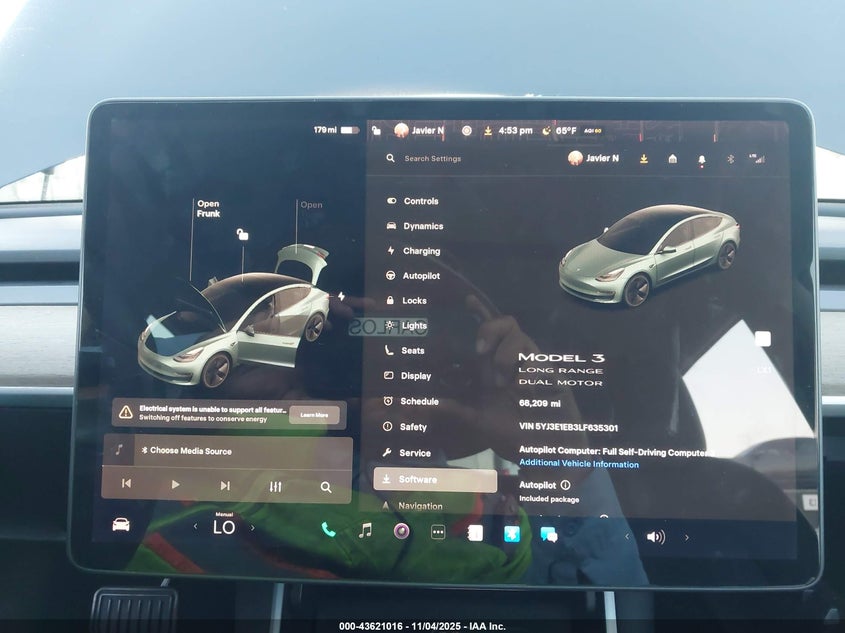 2020 Tesla Model 3 Long Range VIN: 5YJ3E1EB3LF635301 Lot: 43621016