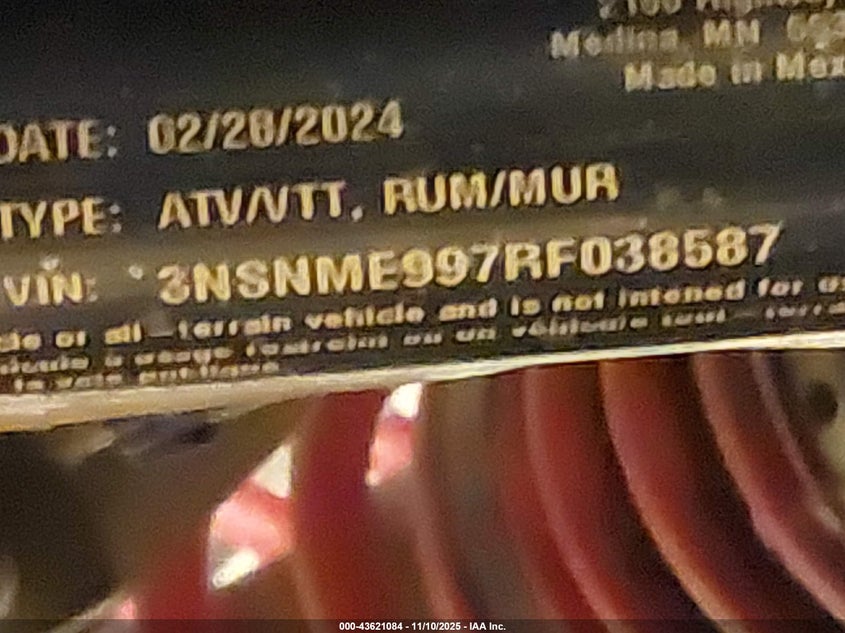 2024 Polaris Rzr Xp 4 1000 Sport VIN: 3NSNME997RF038587 Lot: 43621084