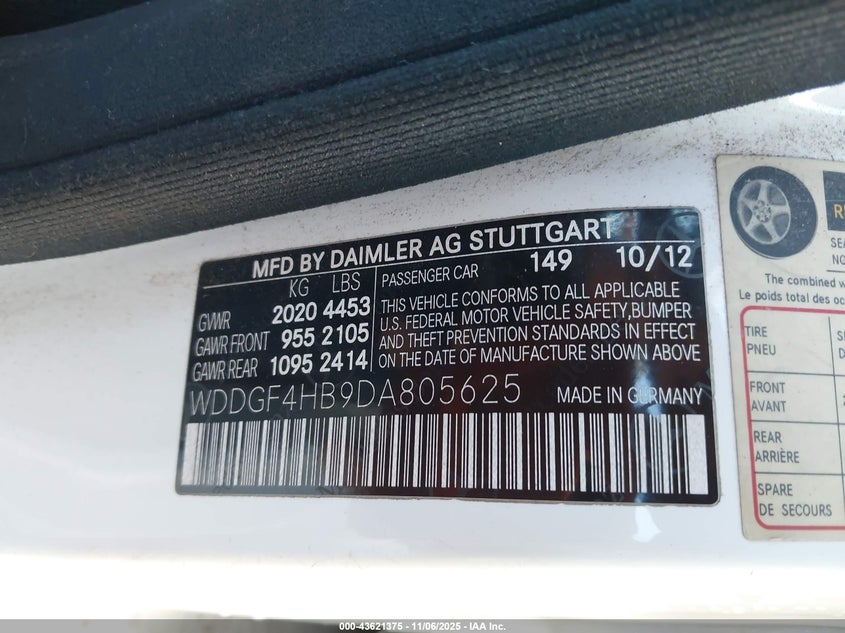 2013 MERCEDES-BENZ C 250 SPORT - WDDGF4HB9DA805625