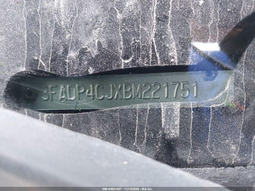 2011 Ford Fiesta Sel VIN: 3FADP4CJXBM221751 Lot: 43621437