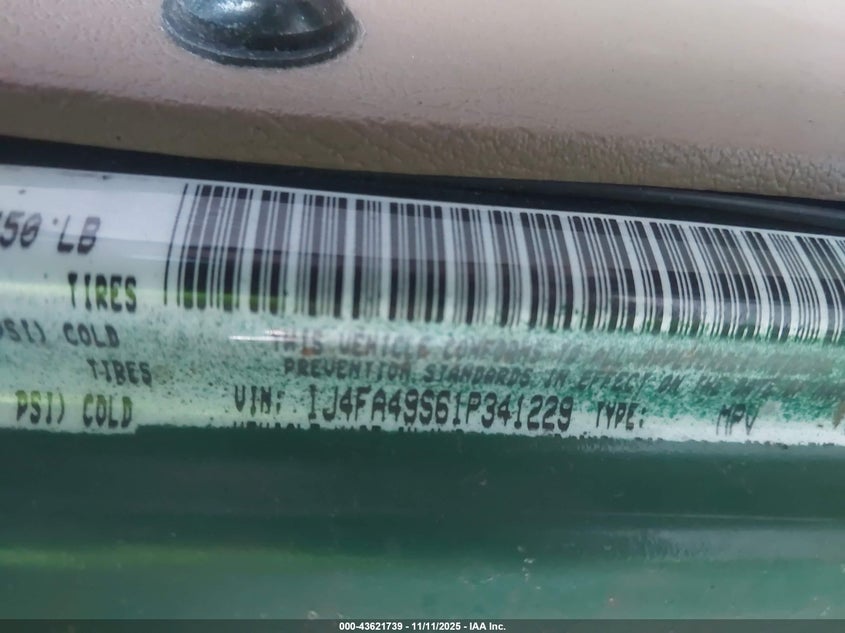1J4FA49S61P341229 2001 JEEP WRANGLER photo no. 9