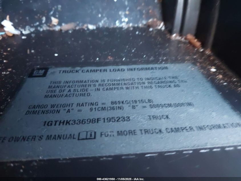 2008 GMC Sierra 3500Hd Slt VIN: 1GTHK33698F195233 Lot: 43621958