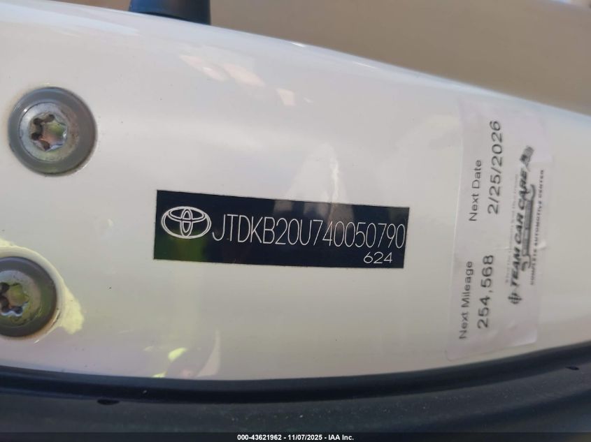 2004 Toyota Prius VIN: JTDKB20U740050790 Lot: 43621962