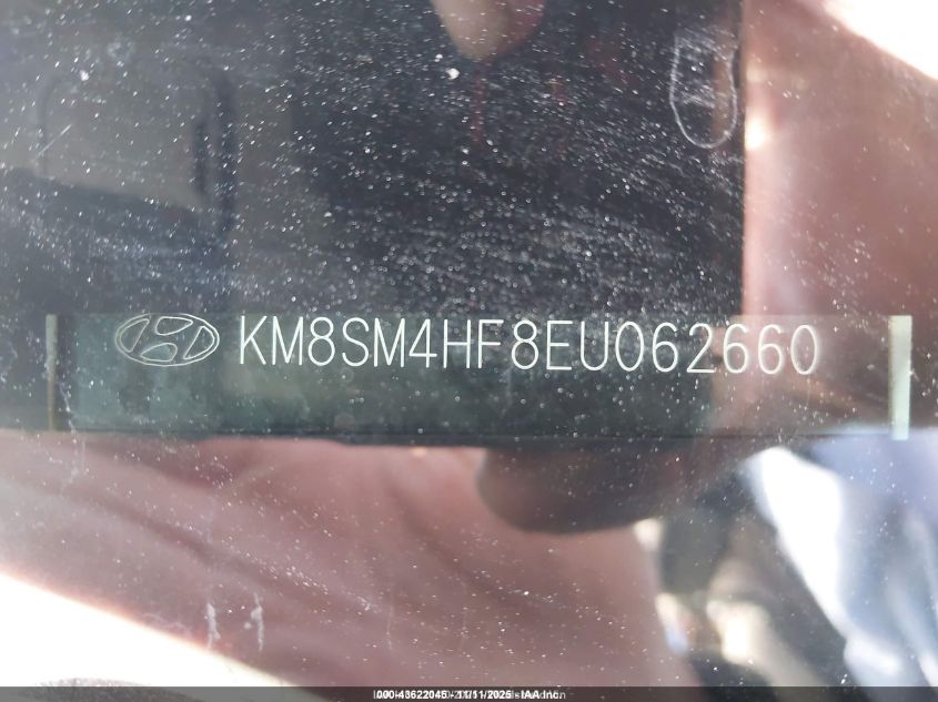 2014 Hyundai Santa Fe Gls VIN: KM8SM4HF8EU062660 Lot: 43622045