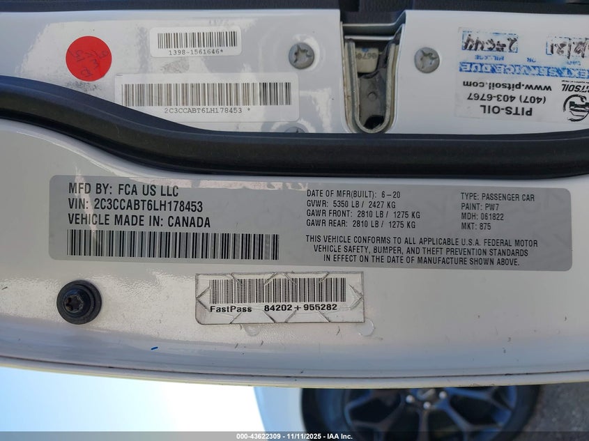 2020 Chrysler 300 300S VIN: 2C3CCABT6LH178453 Lot: 43622309