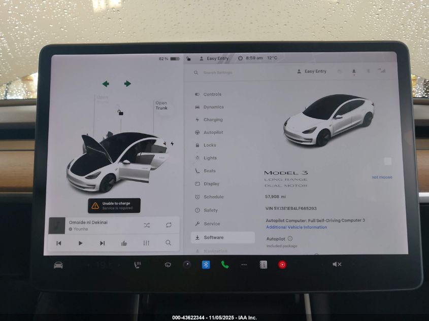 2020 Tesla Model 3 Long Range Dual Motor All-Wheel Drive VIN: 5YJ3E1EB4LF665293 Lot: 43622344
