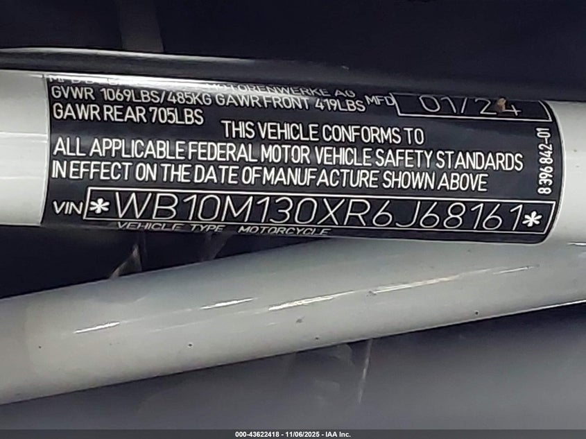 2024 BMW R 1250 Gs Adventure VIN: WB10M130XR6J68161 Lot: 43622418
