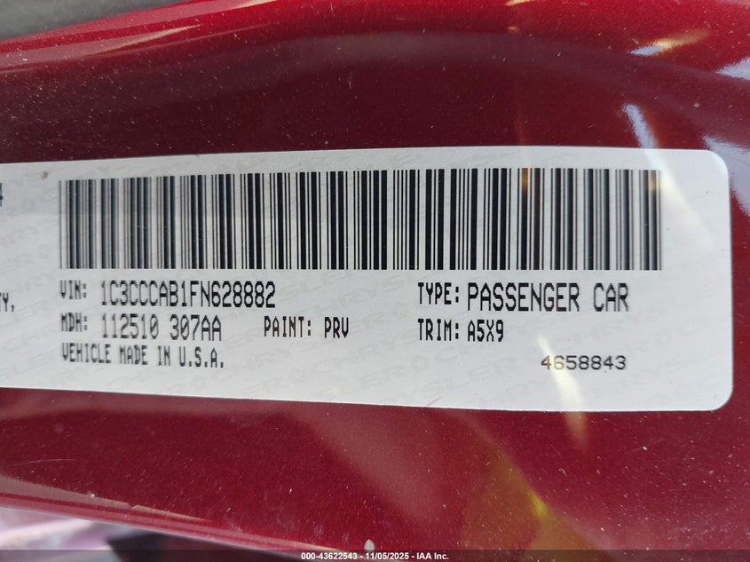 2015 CHRYSLER 200 LIMITED 1C3CCCAB1FN628882