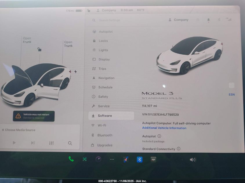 2020 Tesla Model 3 Standard Range Plus Rear-Wheel Drive/Standard Range Rear-Wheel Drive VIN: 5YJ3E1EA4LF798529 Lot: 43622758