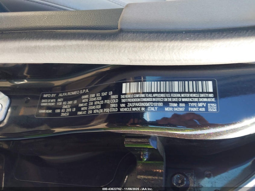 2021 ALFA ROMEO STELVIO TI AWD ZASPAKBNXM7D18180