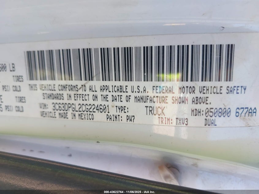 2012 Ram 3500 St VIN: 3C63DPGL2CG224601 Lot: 43622764