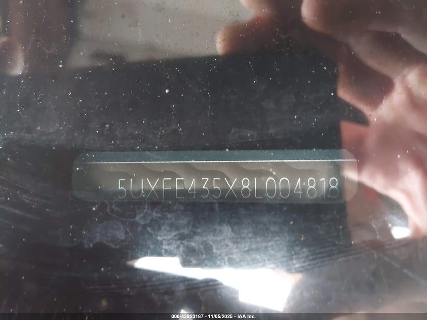 2008 BMW X5 3.0Si VIN: 5UXFE435X8L004818 Lot: 43623187