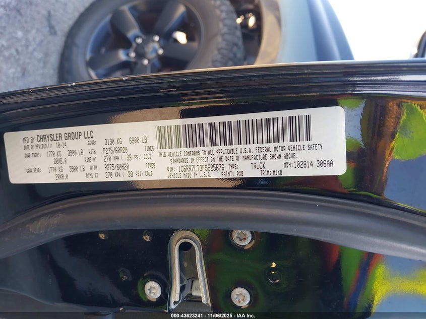 2015 RAM 1500 OUTDOORSMAN - 1C6RR7LT3FS525876