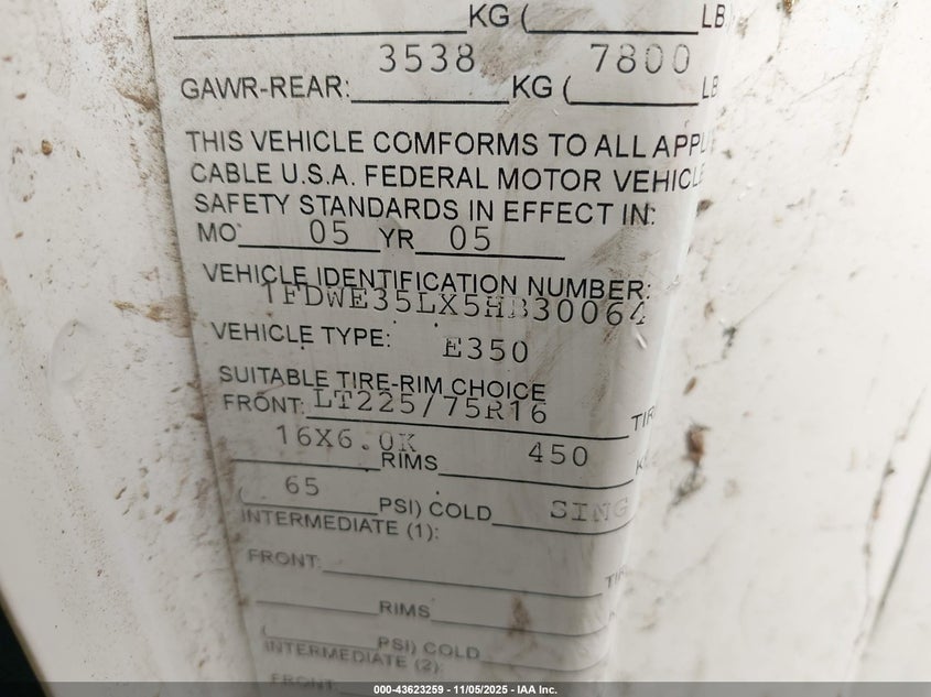 1FDWE35LX5HB30064 2005 FORD ECONOLINE photo no. 8