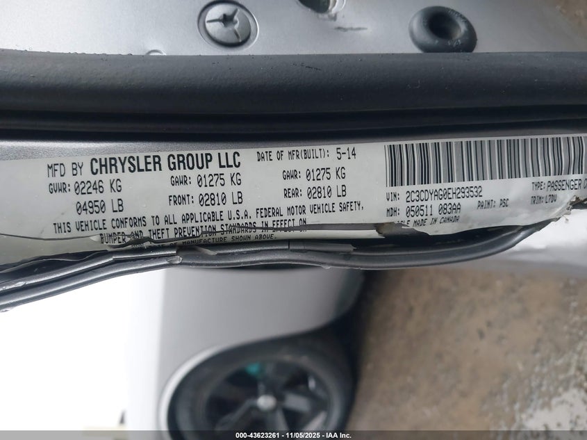 2014 Dodge Challenger Sxt VIN: 2C3CDYAG0EH293532 Lot: 43623261