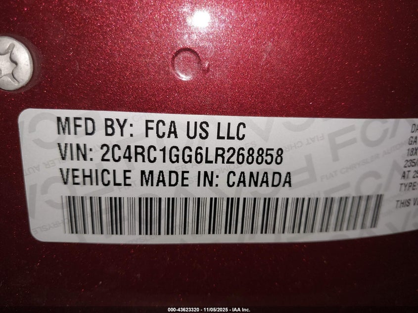 2020 CHRYSLER PACIFICA LIMITED - 2C4RC1GG6LR268858