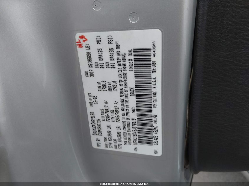 2003 Dodge Ram 1500 Slt/Laramie/St VIN: 1D7HU18D43J576019 Lot: 43623410