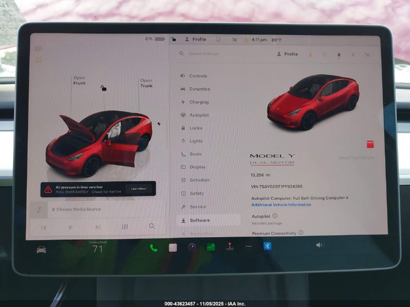 2023 Tesla Model Y Performance Dual Motor All-Wheel Drive VIN: 7SAYGDEF1PF924285 Lot: 43623457
