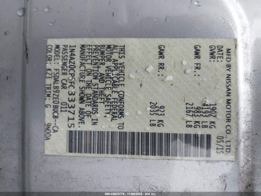 2015 NISSAN LEAF S - 1N4AZ0CP5FC333715