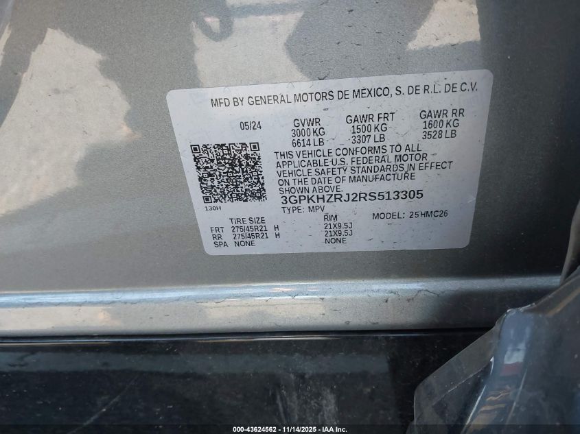 2024 Honda Prologue Elite VIN: 3GPKHZRJ2RS513305 Lot: 43624562