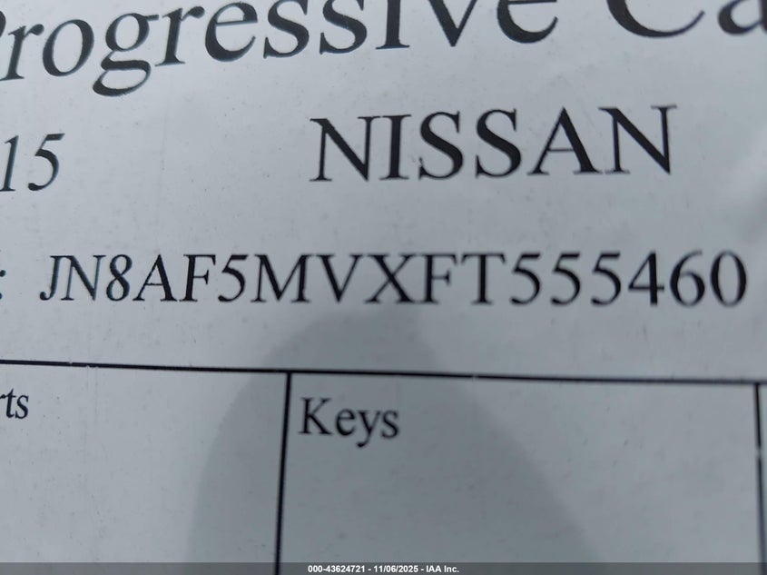 2015 NISSAN JUKE S - JN8AF5MVXFT555460