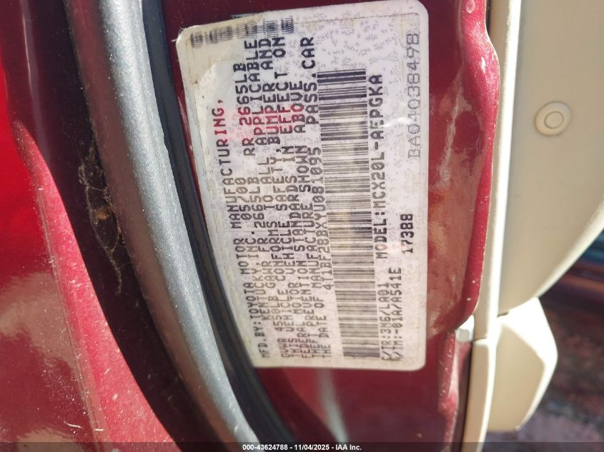 2000 Toyota Avalon Xls VIN: 4T1BF28BXYU081095 Lot: 43624788