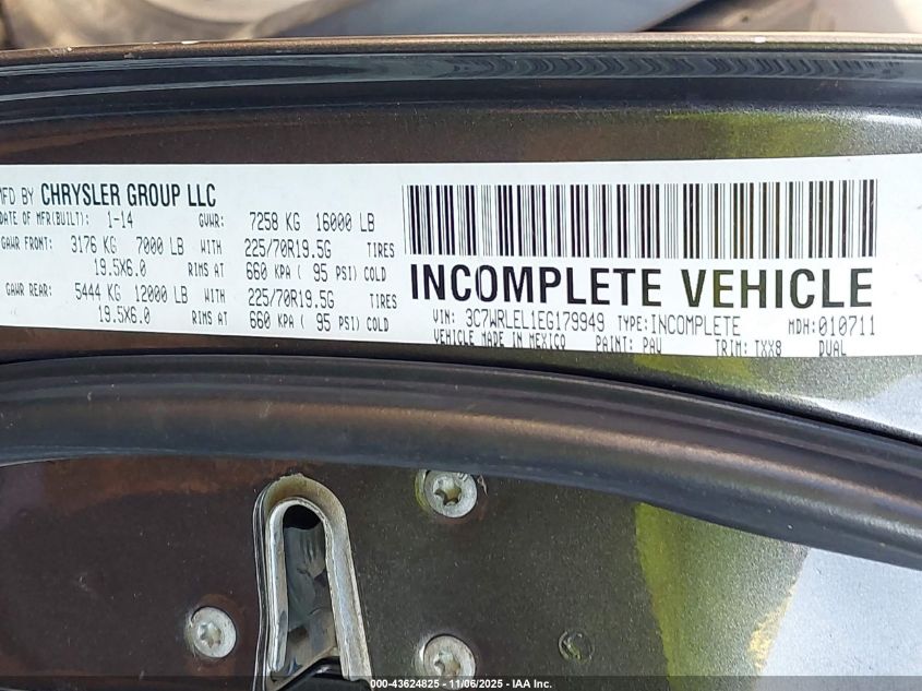 2014 Ram 4500 Chassis Tradesman/Slt/Laramie VIN: 3C7WRLEL1EG179949 Lot: 43624825