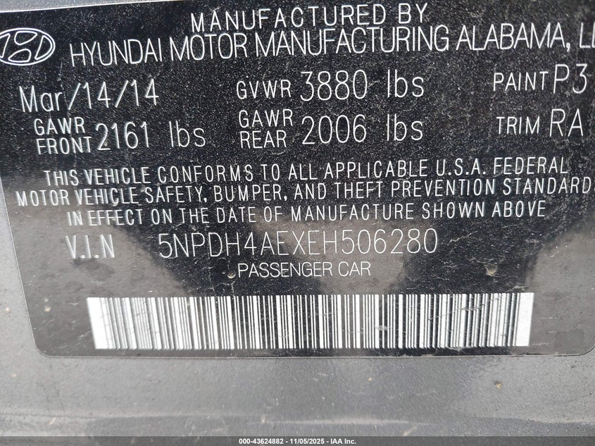 2014 HYUNDAI ELANTRA SE - 5NPDH4AEXEH506280