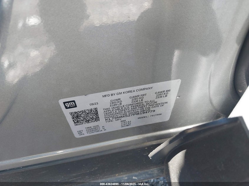 2023 CHEVROLET TRAILBLAZER FWD LS KL79MMS27PB194779