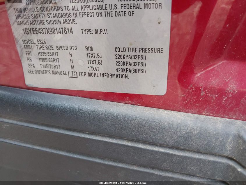 2009 Cadillac Srx V6 VIN: 1GYEE437X90147814 Lot: 43625191