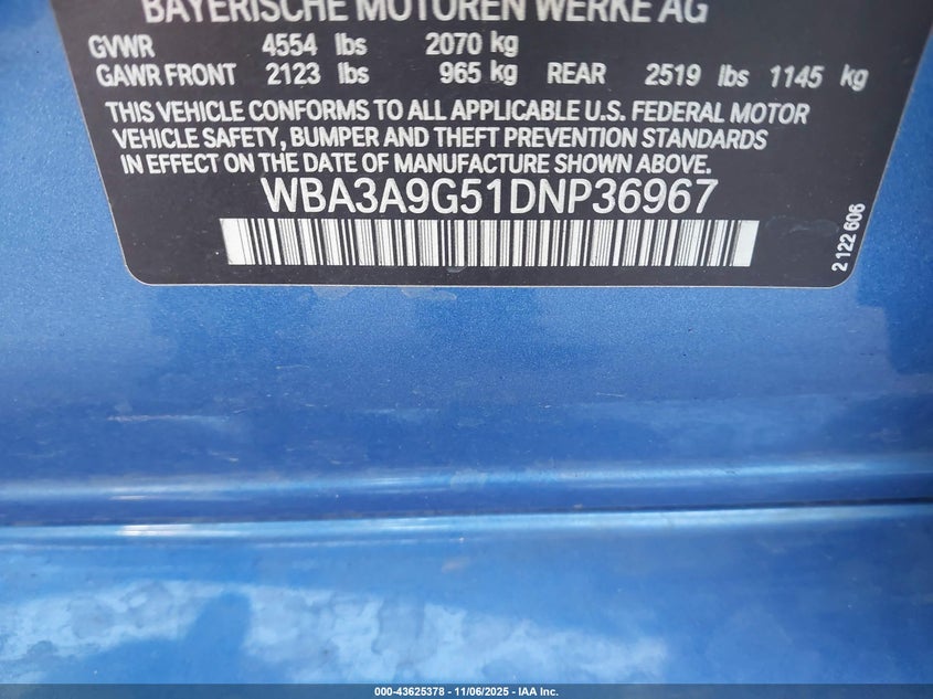 2013 BMW 335I WBA3A9G51DNP36967