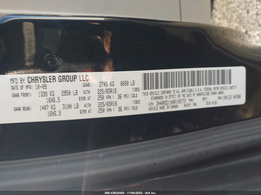 2010 Chrysler Town & Country Touring VIN: 2A4RR5D1XAR149773 Lot: 43625455