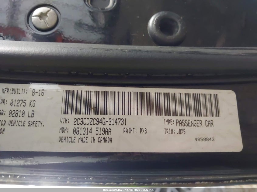 2016 DODGE CHALLENGER SRT HELLCAT - 2C3CDZC94GH314731