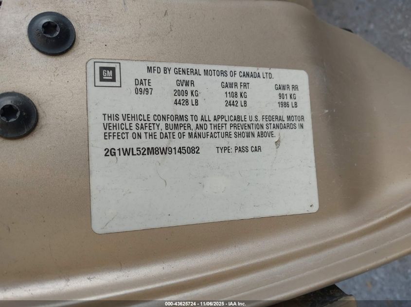 1998 Chevrolet Lumina VIN: 2G1WL52M8W9145082 Lot: 43625724